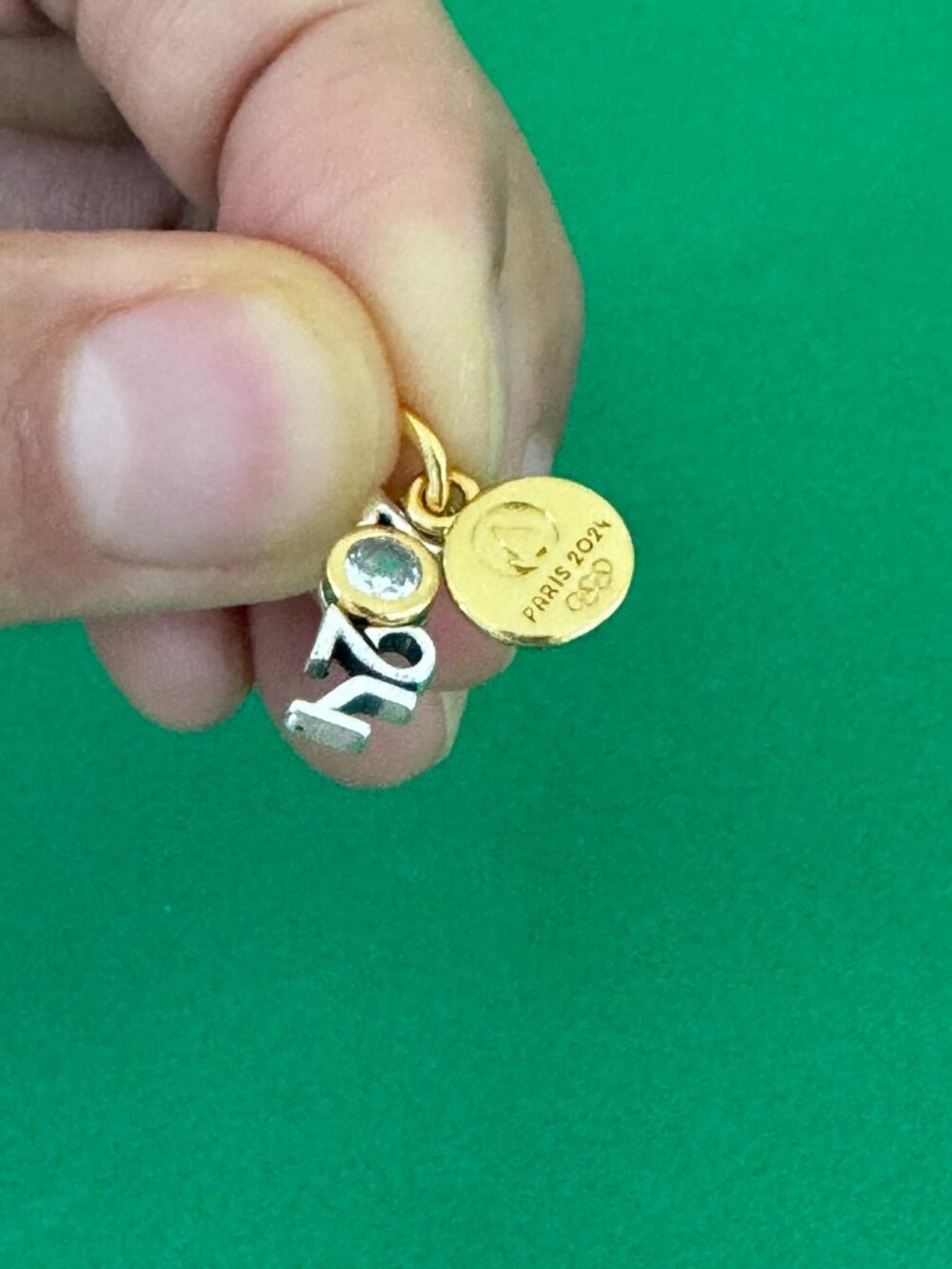 Pandora Charm Pendant Double Engraved Synthetic Diamond Paris 2024 Olympic Games